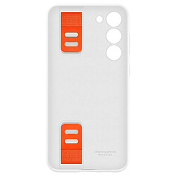 Coque en silicone avec lanière pour Samsung Galaxy S23+ 5G Blanc