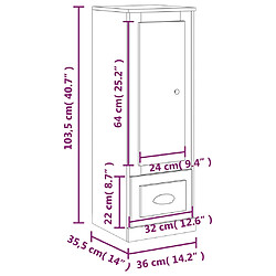 vidaXL Buffet haut blanc brillant 36x35,5x103,5 cm bois d'ingénierie pas cher