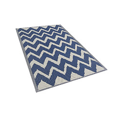 Beliani Tapis extérieur au motif zigzag bleu marine 120 x 180 cm SIRSA