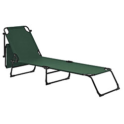 Avis Helloshop26 Lot de 2 transats pliable avec toiture pare-soleil de relax acier 190 cm vert foncé 03_0004514