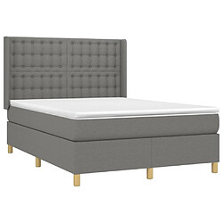 Avis Maison Chic Lit Adulte - Lit simple Lit à sommier tapissier avec matelas moelleux - Meuble de Chambre - Gris foncé 140x200cm Tissu -MN70432