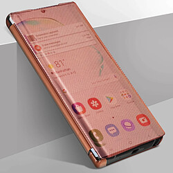 Avizar Étui Galaxy Note 10 Chromé Strié Clapet Translucide Rigide Fin Léger - Rose Or