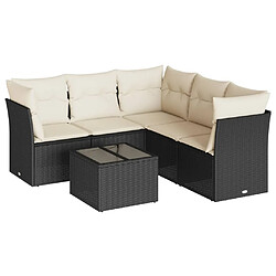 vidaXL Salon de jardin 6 pcs avec coussins noir résine tressée