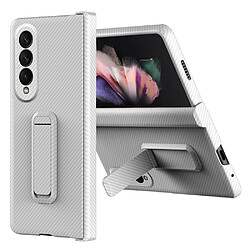 Coque en TPU anti-chute, texture en fibre de carbone avec béquille pour votre Samsung Galaxy Z Fold4 5G - blanc