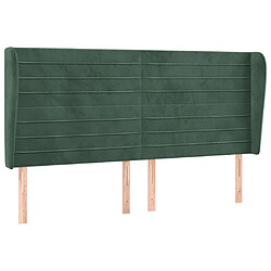 vidaXL Tête de lit avec oreilles Vert foncé 183x23x118/128 cm Velours