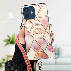 Acheter Avizar Coque Cordon iPhone 12 Mini Motif géométrique en Silicone Gel rose gold