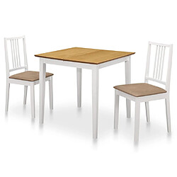 vidaXL Mobilier de salle à manger 3 pcs MDF Blanc