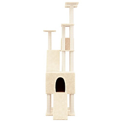 Helloshop26 Arbre à chat meuble tour grimper jouet grattage grattoir escalade plateforme avec griffoirs en sisal 190 cm crème 02_0022507