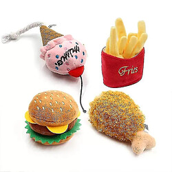 Universal 4 / PC Set Hamburger en peluche de chien doux Frises Frries Frises Forme Toy Toy résistant aux morsures pour les jouets pour animaux de compagnie