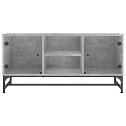 Acheter vidaXL Meuble TV avec portes en verre gris béton 102x37x50 cm