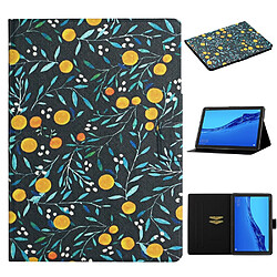 Etui en PU motif de fleurs impression élégant orange pour votre Huawei MediaPad M5 lite 10