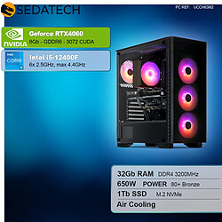 Sedatech PC Gamer Compact • Intel i5-12400F • RTX4060 • 32Go RAM • 1To SSD M.2 • sans OS