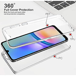 Htdmobiles Coque pour Samsung Galaxy A05s - housse etui silicone gel fine 360 integrale (avant et arriere) + film ecran - TRANSPARENT