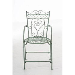 Decoshop26 Chaise de jardin avec accoudoirs balcon terrasse design rustique en métal vert vieilli 10_0004004