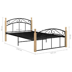 vidaXL Cadre de lit sans matelas noir métal bois chêne 120x200 cm pas cher