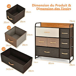 Helloshop26 Commode à 7 tiroirs en tissu meuble de rangement 80 x 29 x 79 cm structure en acier robuste marron 20_0005778 pas cher