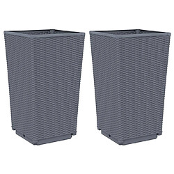 vidaXL Jardinières 2 pcs bleu gris 32,5x32,5x57 cm PP