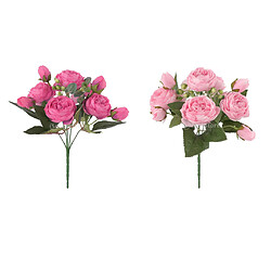 Lot de 2 Bouquets de Fleurs Artificielles Pivoine Plantes Décoratives En Soie