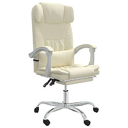 vidaXL Fauteuil de massage inclinable de bureau Crème Similicuir