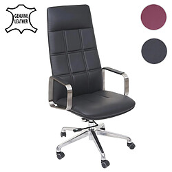 Mendler Chaise de bureau HWC-A57 chaise pivotante, cuir pleine fleur + similicuir, acier affiné ISO9001 ~ noir