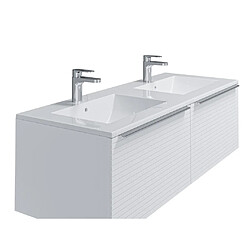 Acheter Vente-Unique Meuble de salle de bain suspendu strié blanc avec double vasque à encastrer - 120 cm - LATOMA