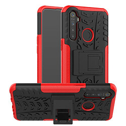 Wewoo Coque Pour OPPO Realme 5 Texture de pneu TPU antichoc + PC Housse de protection avec support rouge