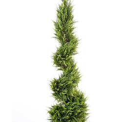 Pegane Plante artificielle haute gamme Spécial extérieur / Cyprès artificiel Juniperus Forme Spirale Vert - Dim : 130 x 48 cm