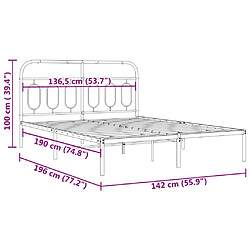 Vidaxl Cadre de lit métal avec tête de lit noir 135x190 cm pas cher