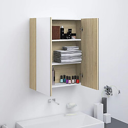 vidaXL Armoire à miroir de salle de bain 60x15x75cm MDF Blanc et chêne