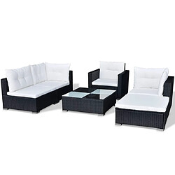 Maison Chic Salon de jardin 6 pcs avec coussins | Ensemble de Table et chaises | Mobilier d'Extérieur résine tressée noir -GKD85472 pas cher