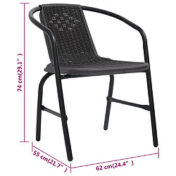 vidaXL Chaises de jardin lot de 8 Rotin plastique et acier 110 kg pas cher