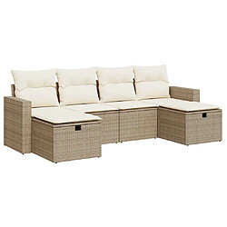 vidaXL Salon de jardin avec coussins 6 pcs beige résine tressée