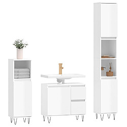 Avis Maison Chic Armoire de Bain | Ensemble de 3 meubles salle de bain blanc brillant -GKD93123