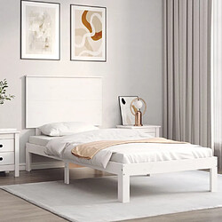 Maison Chic Lit adulte - Cadre Structure de lit avec tête de lit Contemporain blanc 90x200 cm bois massif -MN13555