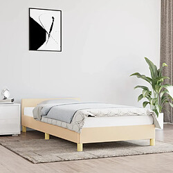 vidaXL Cadre de lit avec tête de lit sans matelas crème 80x200cm tissu