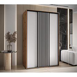 Abiks Meble Armoire SAPPORO 1 À Portes Coulissantes 205,2/150/45 3 Portes (Artisan/Blanc)