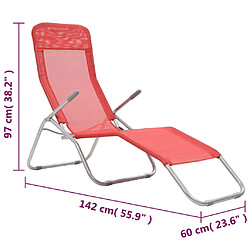 vidaXL Chaises longues pliables lot de 2 Textilène Rouge pas cher