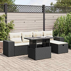 vidaXL Salon de jardin 6 pcs avec coussins noir résine tressée