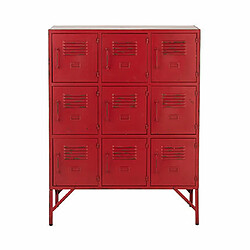 Mes Commode industrielle 9 tiroirs 86x42x113,7 cm en fer rouge