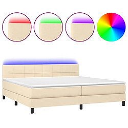 Sommier à lattes,Cadre à lattes de lit et matelas et LED pour Adulte Crème 200x200cm Tissu -MN70536