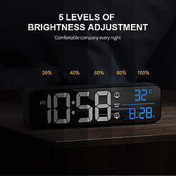 Avis Réveil LED Intelligent Snooze Thermomètre Affichage Décor De Bureau 2000mAh Noir