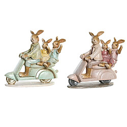 Figurine Décorative DKD Home Decor Rose Lapin Vert Résine Shabby Chic (17 x 7 x 15,5 cm) (2 Unités)