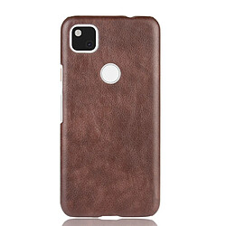 Coque en TPU + PU peau de litchi enrobée rigide marron pour votre Google Pixel 4a