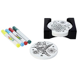 Chevalier Diffusion Coffret DIY - 4 sous-verres ronds en céramique + 4 feutres