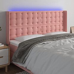 vidaXL Tête de lit à LED Rose 203x16x118/128 cm Velours