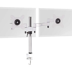 Duronic DM352 WE Support de 2 moniteurs à Pince pour Bureau - Hauteur Ajustable - Rotatif/Inclinable/Pivotable - Compatible avec moniteurs LCD/LED VESA 75/100 - Potence et Bras en Aluminium