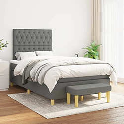 Avis Maison Chic Lit adulte- Lit + matelas,Sommier à lattes de lit avec matelas gris foncé 120x190cm tissu -GKD48842