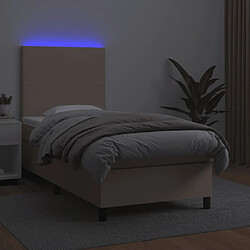 Avis vidaXL Sommier à lattes de lit avec matelas et LED Cappuccino 90x200cm