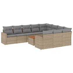 vidaXL Salon de jardin et coussins 11 pcs mélange beige résine tressée