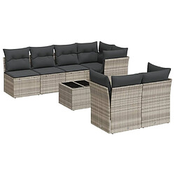 vidaXL Salon de jardin 8 pcs avec coussins gris clair résine tressée